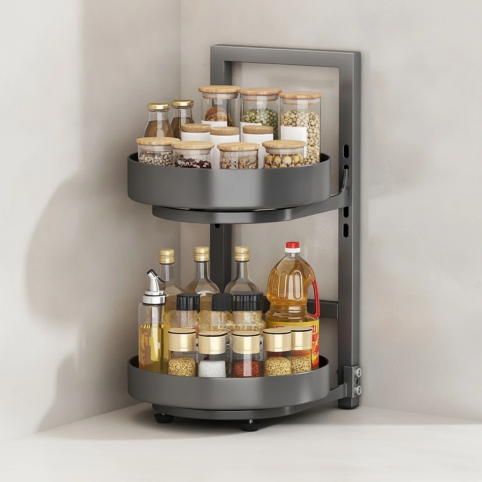 Rotating Seasoning Rack Adjustable Revolving Seasoning Rack Countertop Organizer with Rotating Design Revolving 360-Degree