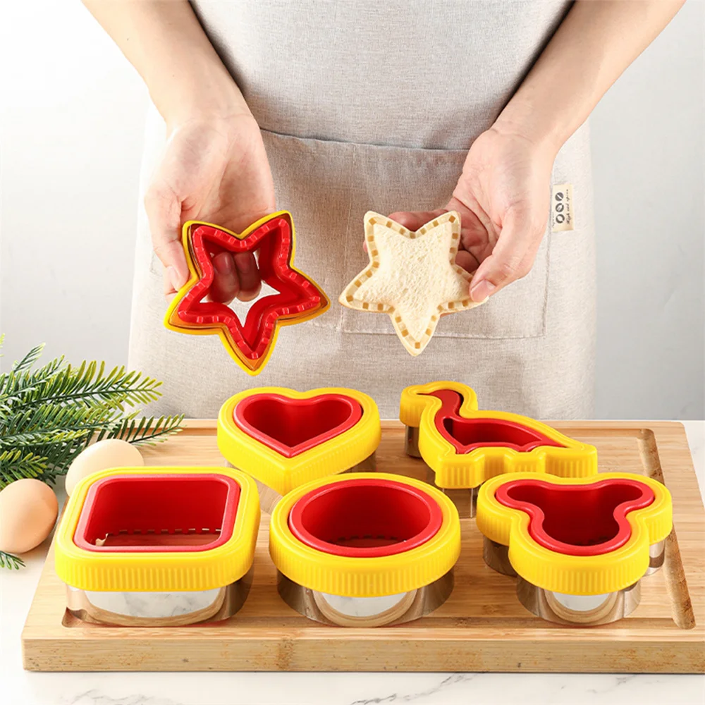 1PCS Geometric Sandwich Cutter and Sealer Set Food-Grade PP Sandwich Cutting Sealing Mould for Children