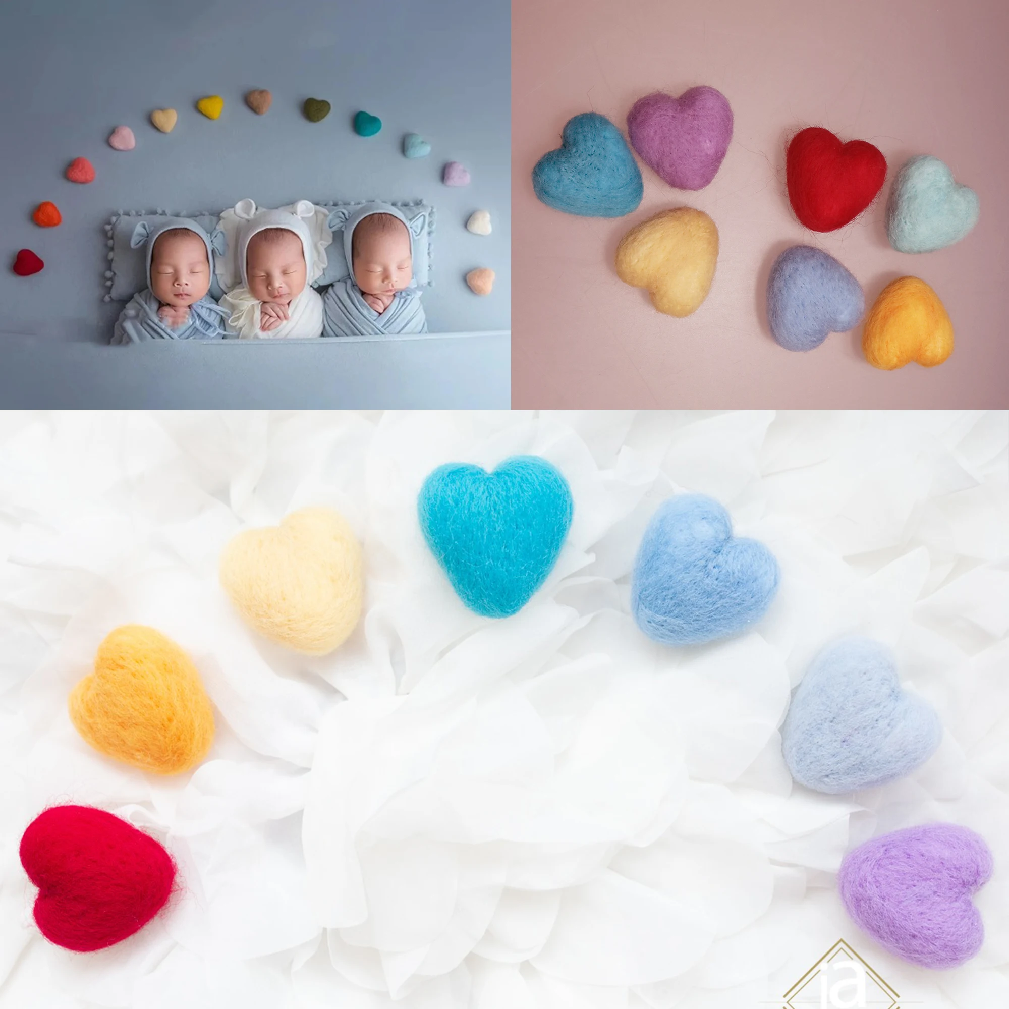 Don&Judy Newborn Photography Props Wool Felt Love Heart Star Handmade Baby Infant Photo Shoot Studio Fotografia Accessory Gifts