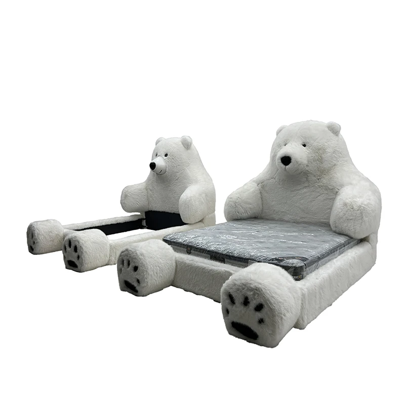 

Giant Soft Plush Polar Bear Stuffed Animal Bedroom Furniture Large Stuffed Polar Bears Plush Lazy Teddy Bear Shape King Size Bed