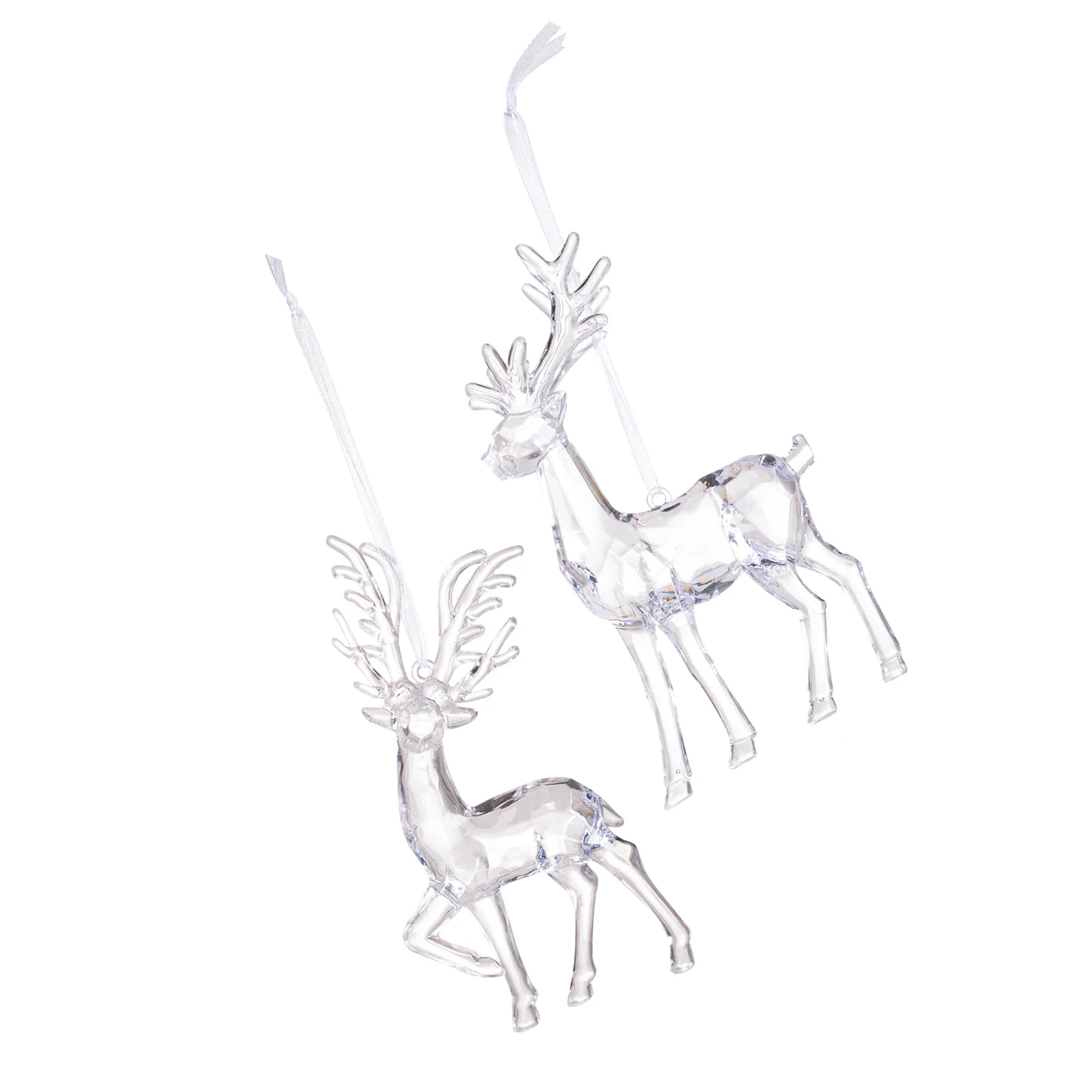 

4Pcs Acrylic Holiday Elk Decor: Shimmering Christmas Tree Hanging Ornaments for Festive Home Office Party Ambiance
