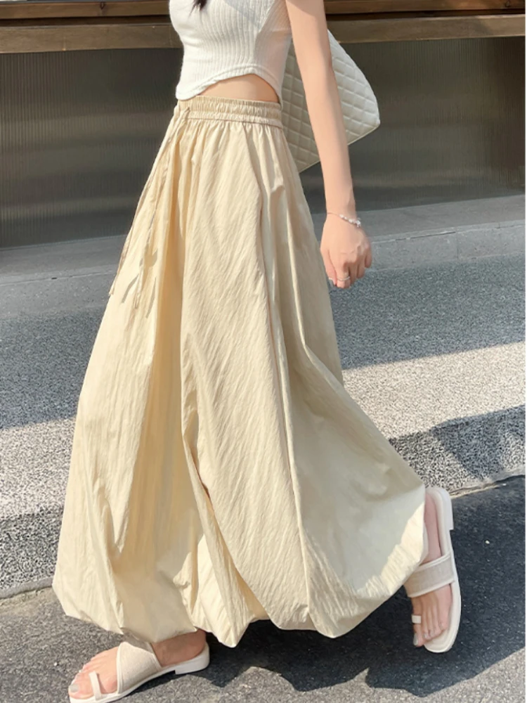 Skirts for Women Summer Sweet Fluffy Bud Skirt High-waisted Thin Work Half-body Skirt Versatile A-line Lantern Skirt Streetwear