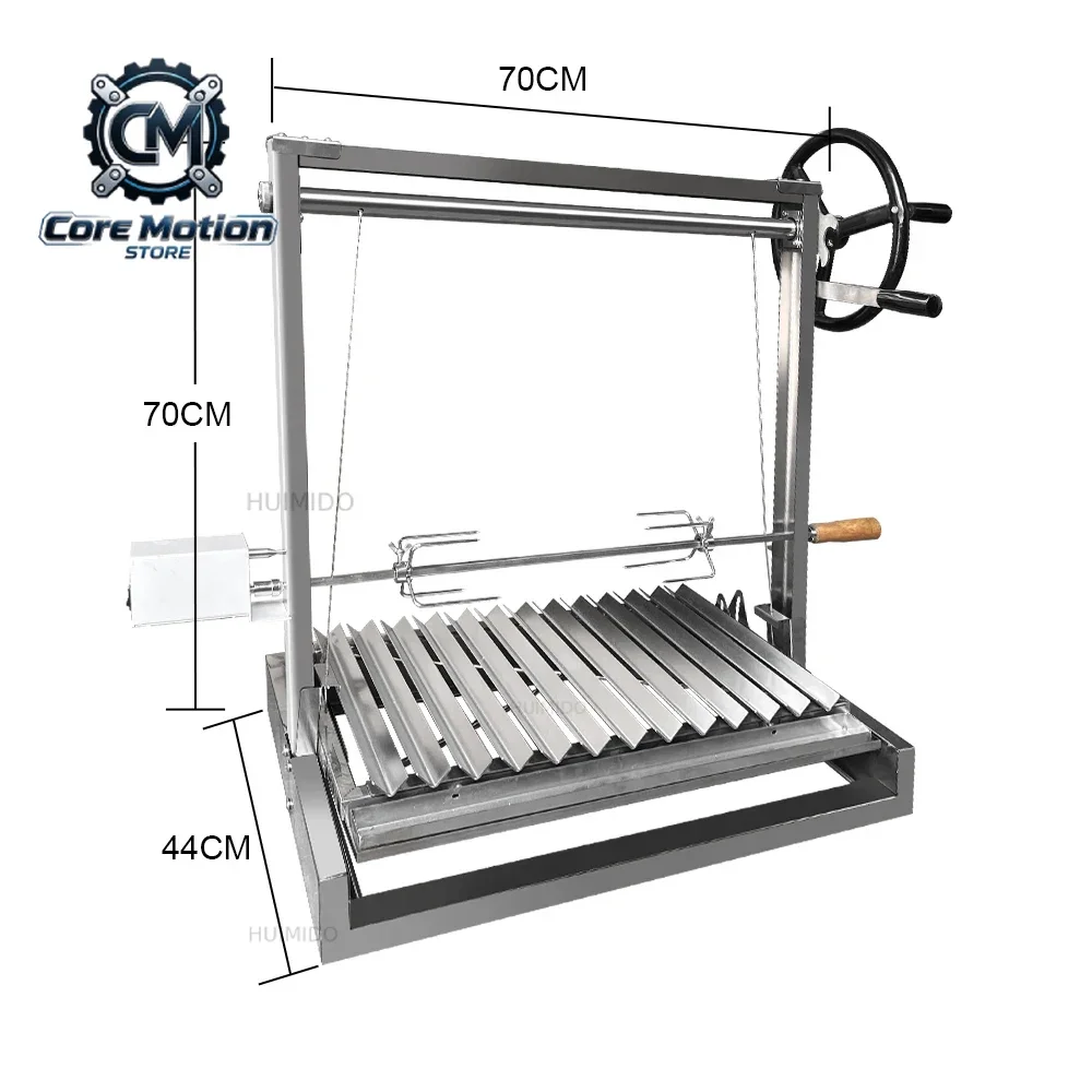 Stainless Steel Argentinian Top Wood Fire Built-in BBQ Grill Santa Maria  Asado Parrilla Grill with Rotisserie System