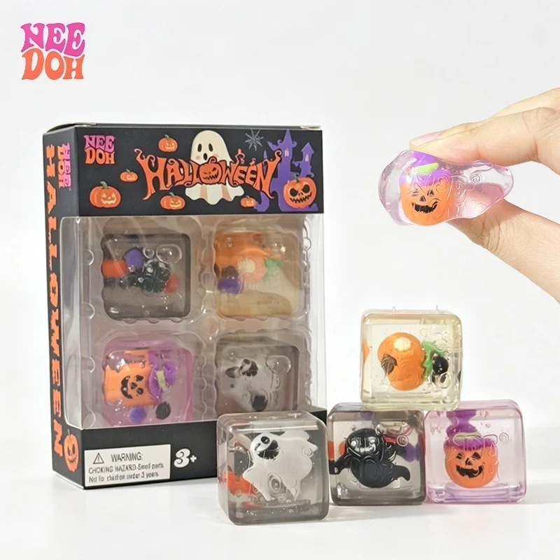 Needoh Nice Cube Limited Fidget Toy Maltose Slow Rebound Stress Relief Sensory Play For Halloween 4 Pack Pocket Party Toy Gift