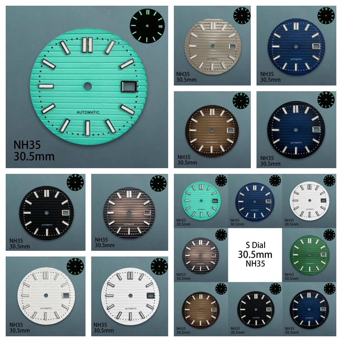 

30.5mm S Logo Dial Fit NH35/NH36/4R/7S Japan Movement Green Luminous Stripe High Quality Dial Watch Modification Accessories