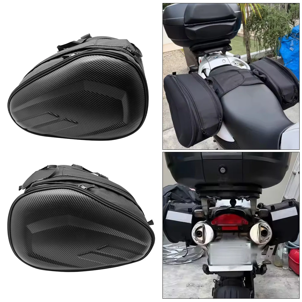 バイク用サドルバッグ、防水カバー付き。