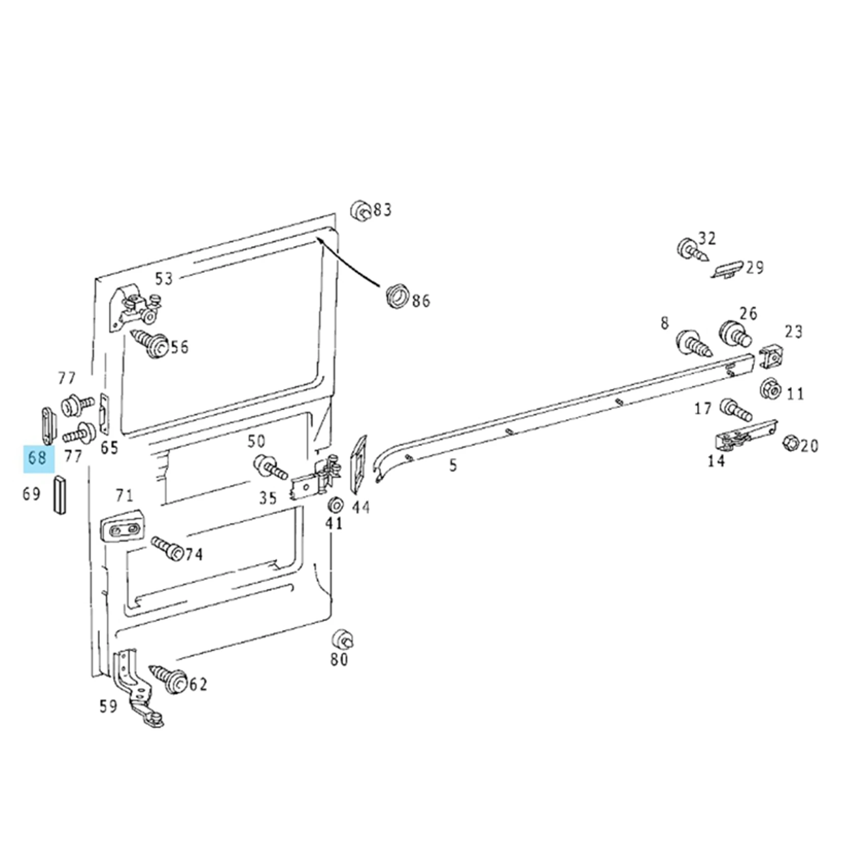 2X 9017660161 Türkeil-Anschlagführung für Mercedes Benz MB VITO W638 SPRINTER W901 Schiebeblock-Seitentür