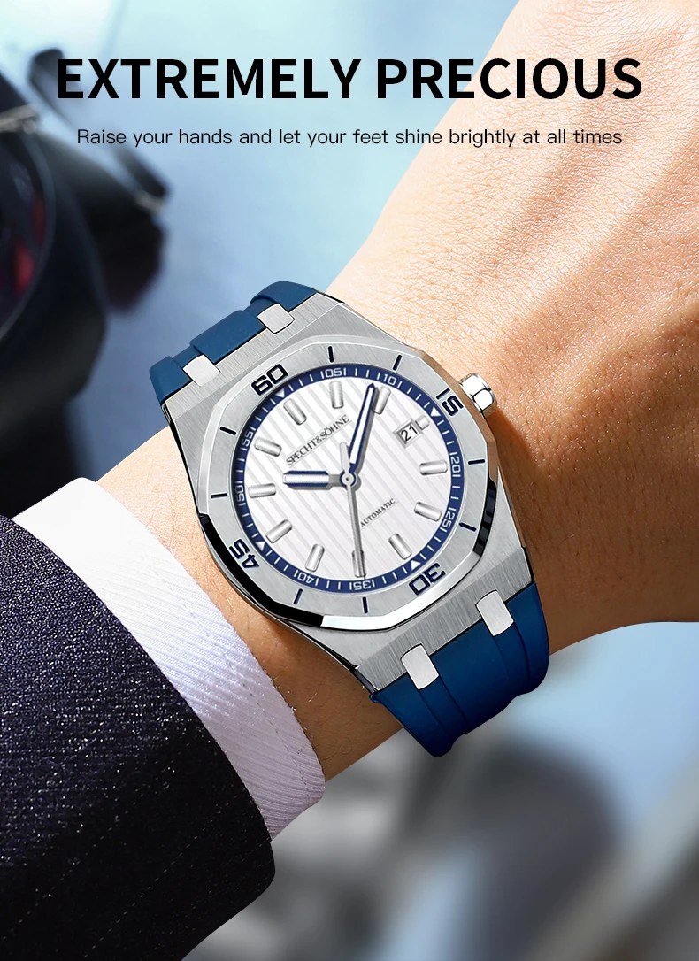 Specht&Sohne New Classic Men's Watch 50M Waterproof Luminous Sapphire Crystal Blue Automatic Mechanical Watches Reloj Hombre S2a794a054e9a42689e97bc2b54ecded9a
