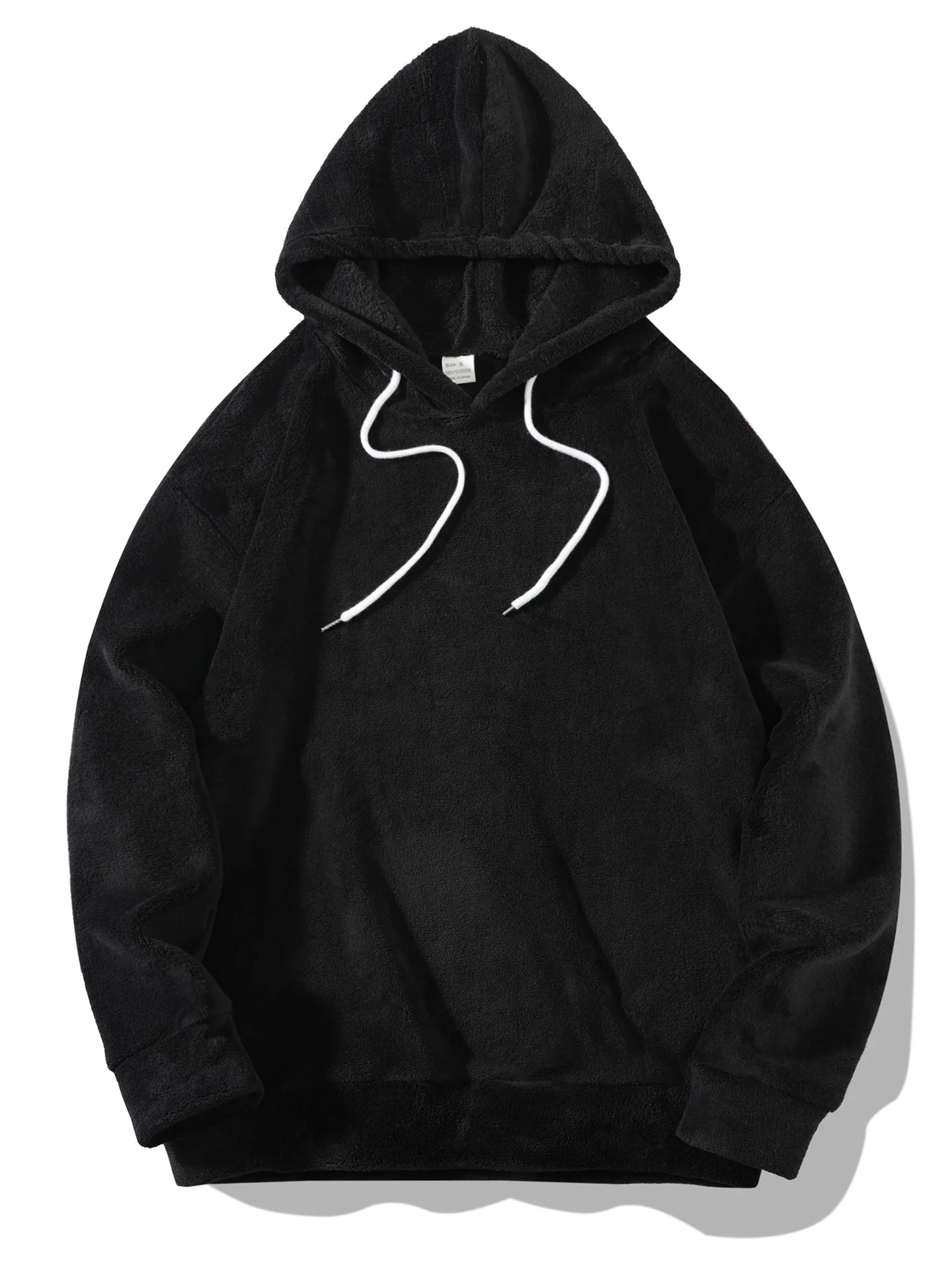 Herren Weiches Warmes Flanell Zweiteiler Set Übergroßer Kapuzenpullover mit Kordelzug Lose Hose Lässige Hauskleidung Herbst Winter Tägliche Kleidung – Detail 3