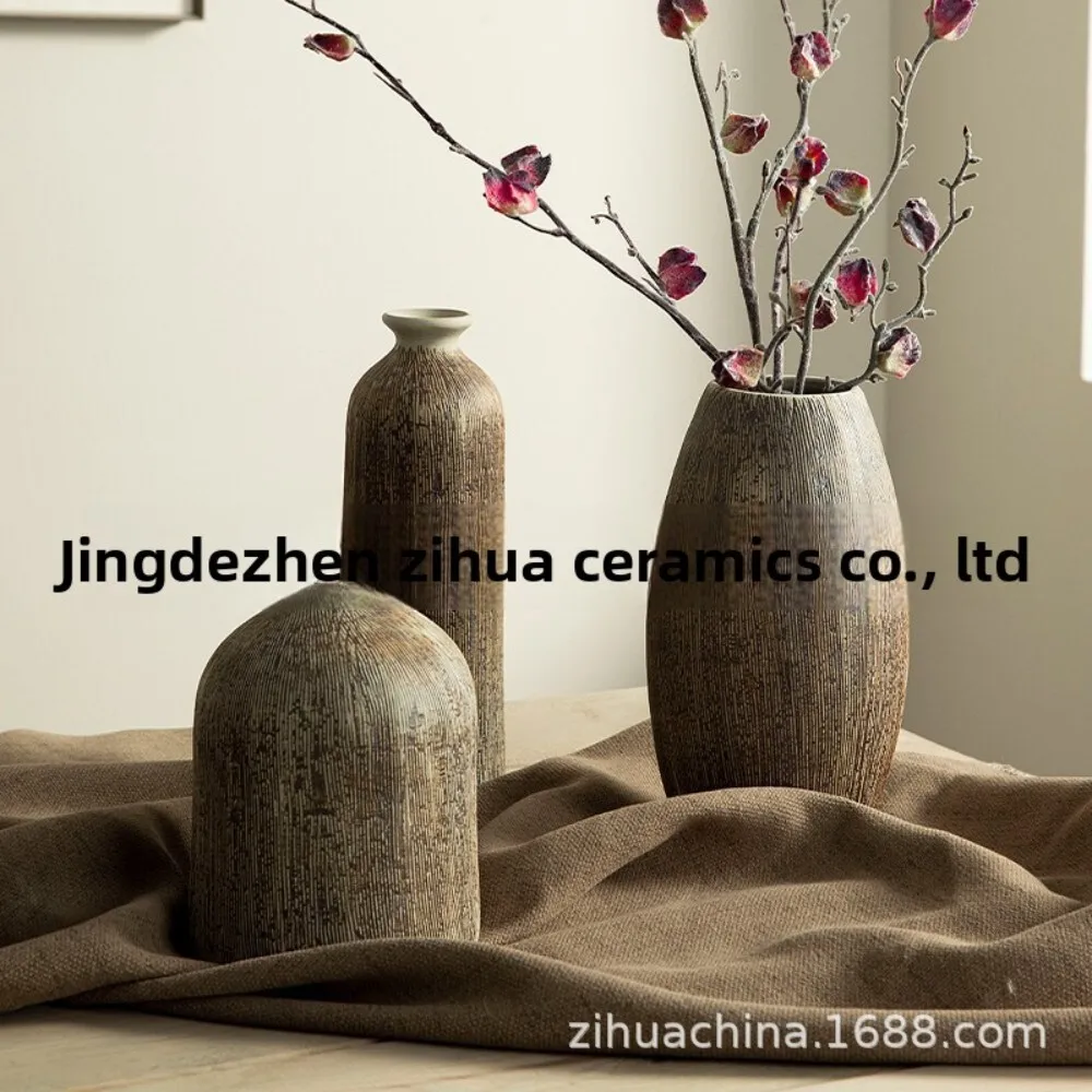 

Handmade Ceramic Hydroponic Vase for Home Decor Zen Style Office or Hotel Ornament Artistic Carved Plant Pot Indoor Garden Use