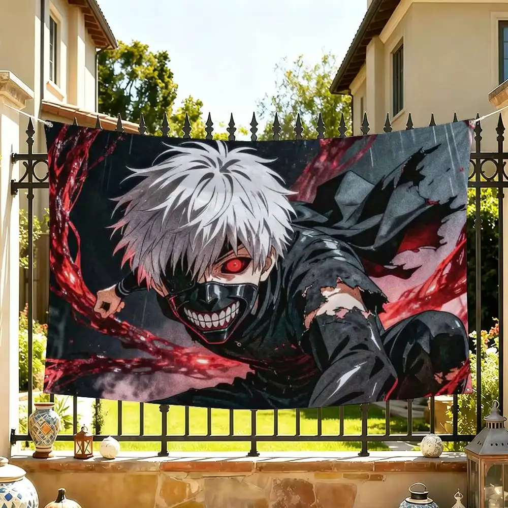 Tokyo Ghoul Kaneki Ken Flags Wall Hanging Tapestry Outdoor Garage Room Decorative flag Background Blanket