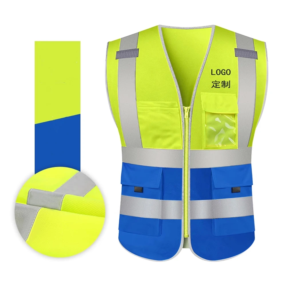 Construction Work Vests with Pockets Zipper Custom LOGO ﻿Workwear Vest Men's Working Clothing