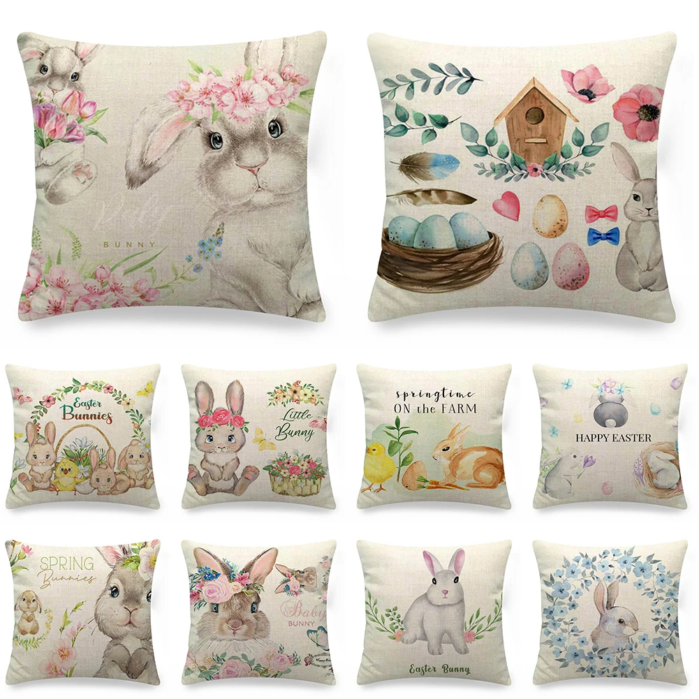 45x45cm Easter Day Christmas Deer Cushion Cover For Sofa Pillowcase Pillows Covers Home Textile Covers Decor