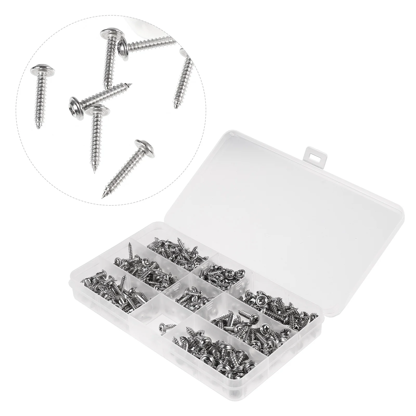 

340 pcs Stainless Steel Screws Self-Drilling Drywall Bolts Silver For Woodworking Wall Repair Wear-Resistant Rust-Proof