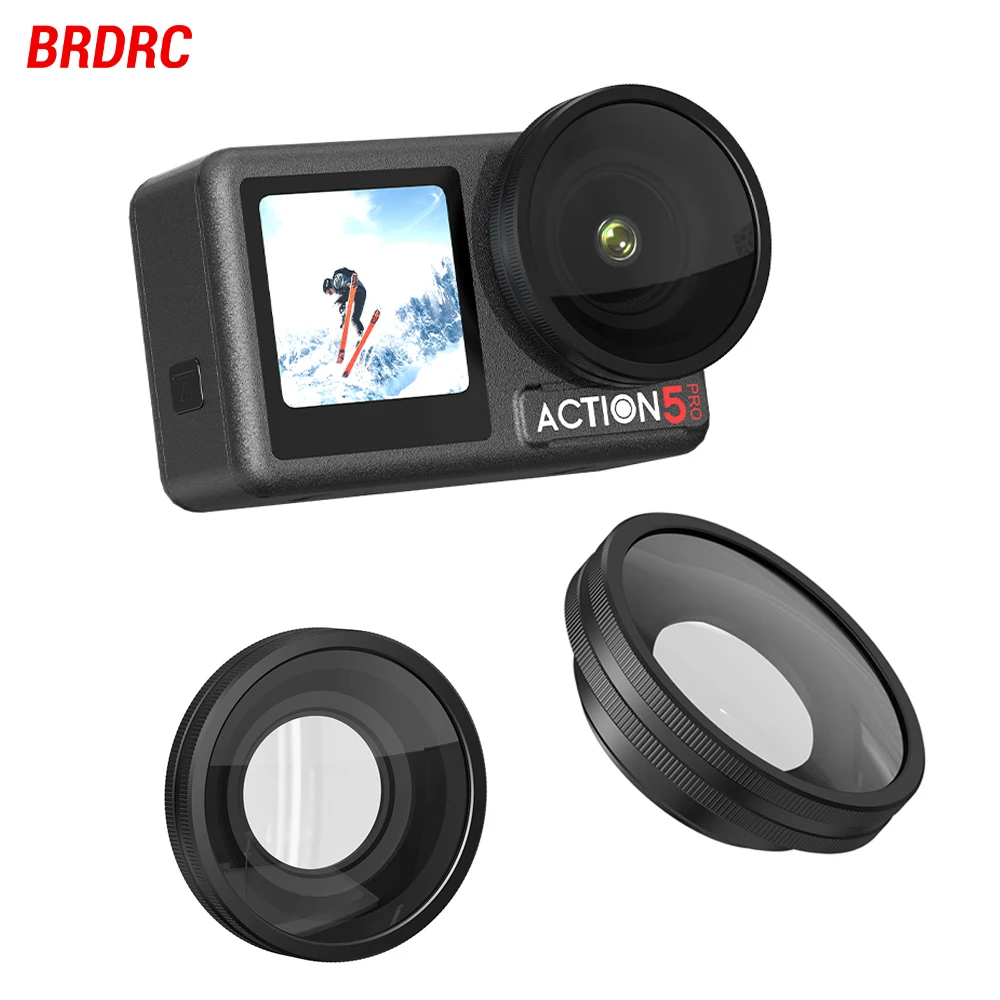 

BRDRC Wide Angle Lens With 180° FOV Boost For DJI Osmo Action 5 Pro Optical Glass Action Camera Outdoor Vlog Accessories