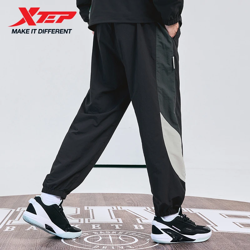 คร็อปแพนท์ Xtep สำหรับผู้ชายกางเกงบาสเก็ตบอล, กางเกงลำลองทรงหลวมระบายอากาศได้ดีสำหรับ2024ฤดูใบไม้ร่วง876329690054