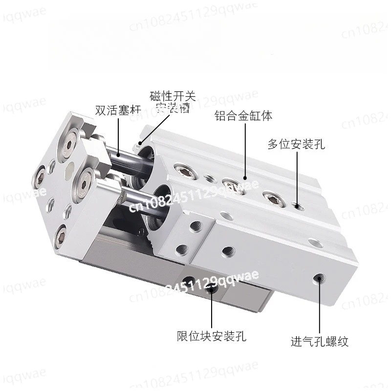 MXQ6-10 MXQ8-20 MXQ12-30 MXQ16-40 MXQ20-50 MXQ25-75 100 125 SMC Type Air Pneumatic Slide Table Dual Rod Rail Slide Cylinder