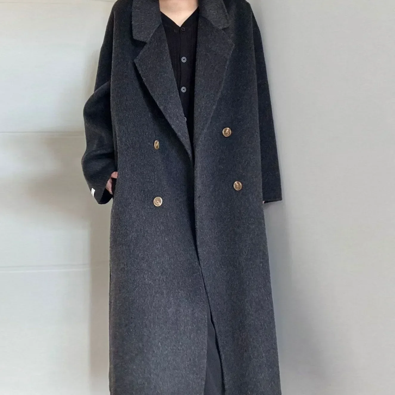 Tall 120 styles [Length 115-117cm] Double-sided woolen cashmere wool women's long loose cocoon woolen