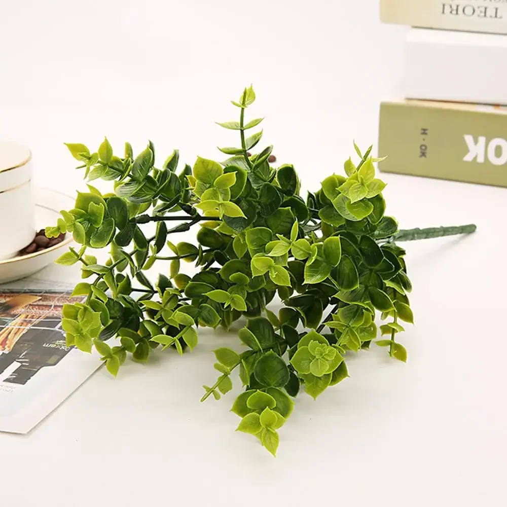1pc Artificial Flowers with Leaf Green Grass Plastic Plants Fake Leaf Foliage Bush for Home Wedding Decoration Party Supplies