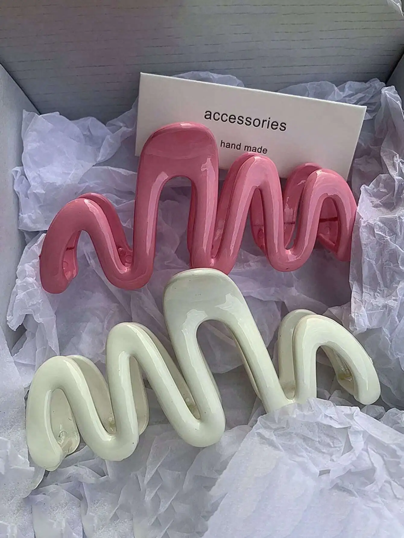 

2pcs Wave Shape Hair Claw Clips For Women, Handmade Accessories