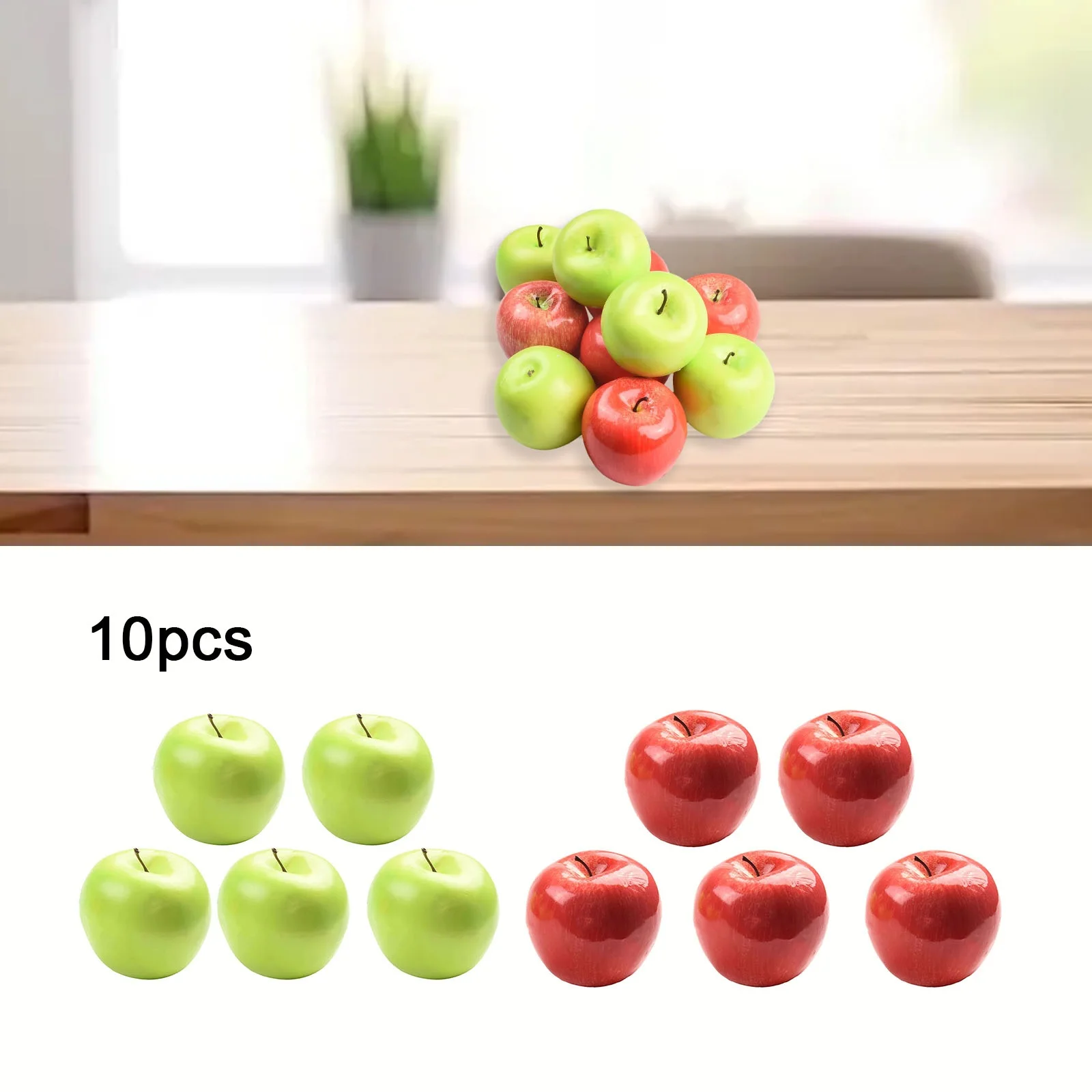 10pcs Large Artificial Fake Red Green Apples Fruits Kitchen Home Food Decoration Festive Party Supplies Artificial Apples