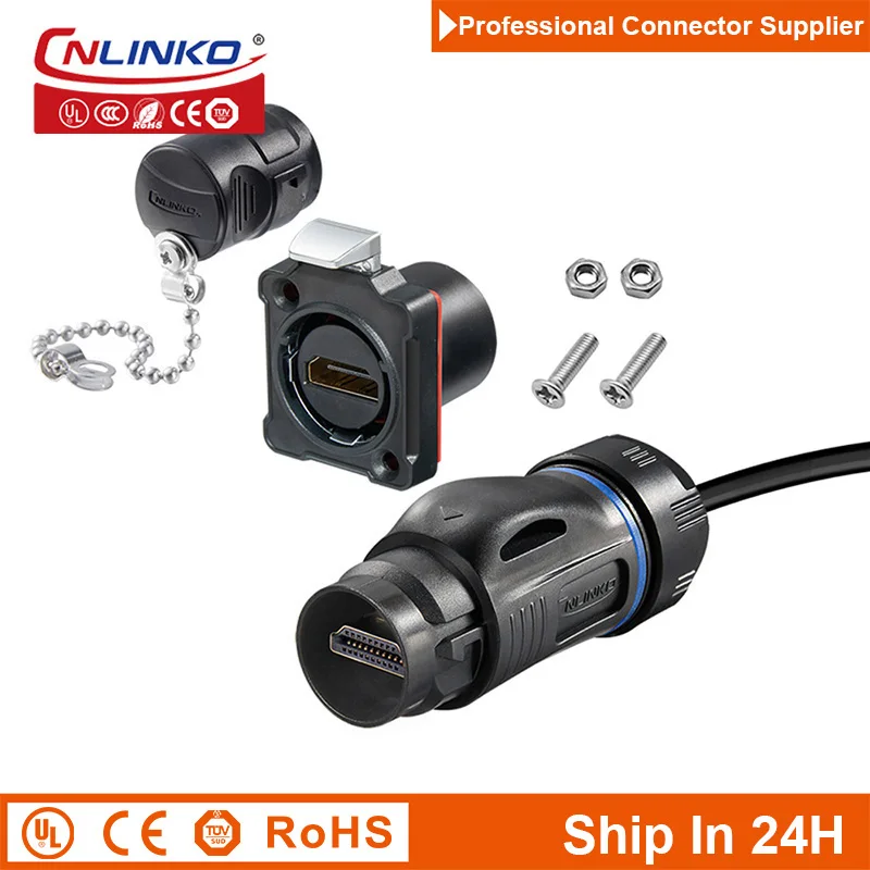 

Cnlinko BD24 Plastic M24 HDMI2.0 Aviation Extender 1M Cable Plug Socket Fast Data Transmitter Connector for HDTV DVD Projector