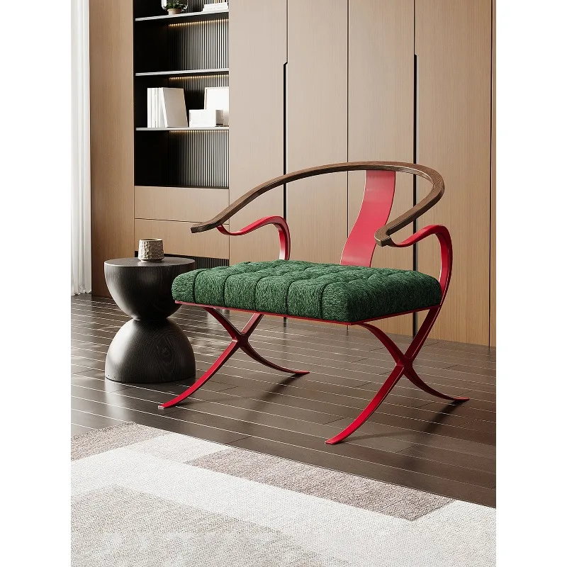 

Light luxury high-end new Chinese chair solid wood living room balcony single sofa tea table master table