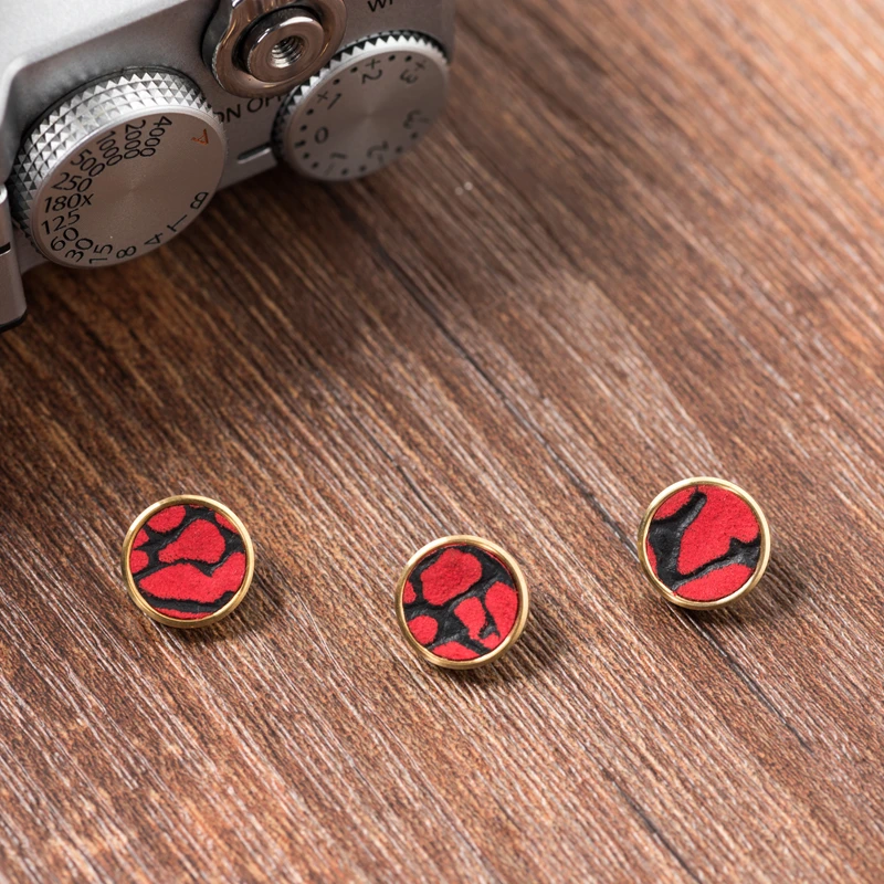 Camera Shutter Release Button Brass + Leather Concave Button for Fujifilm XPRO3 X100FV XT4 2030XE4 Leica M10P