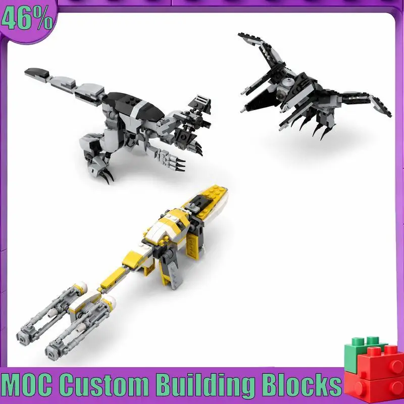 521 PCS Prehistoric Battle Scene MOC Model Custom Puzzle DIY Creative Assembly Blocks Educational Toy Collection Display Gifts
