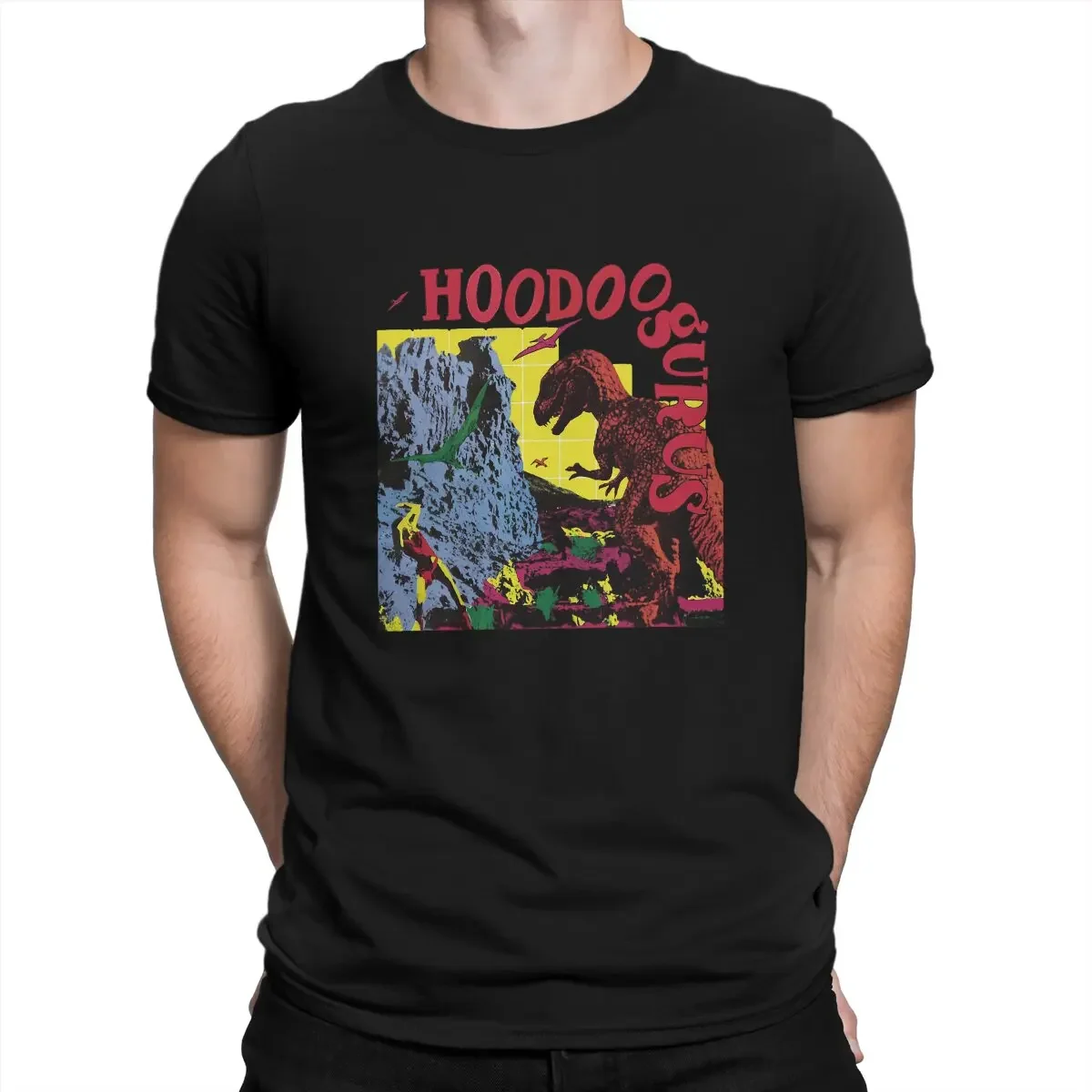 Polyester Graphic Men Tees Summer Clothing Harajuku Crewneck TShirt Dinosaur Hoodoo Gurus Stoneage Romeos T Shirt  men clothing