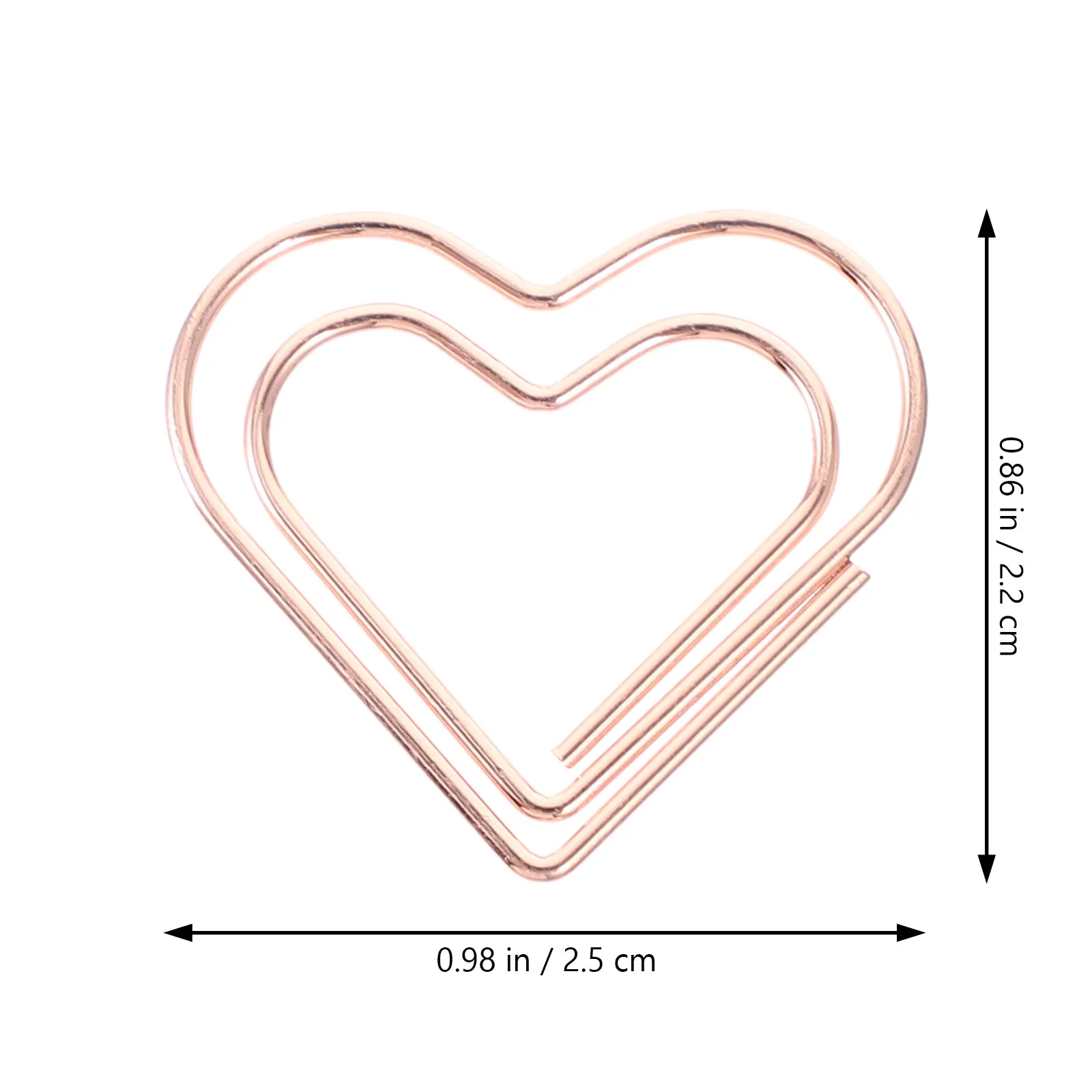 100Pcs Cute Heart Paper Clips Metal Material Small Creative Document Clips for Office Study DIY Decoration Calendar Notebook