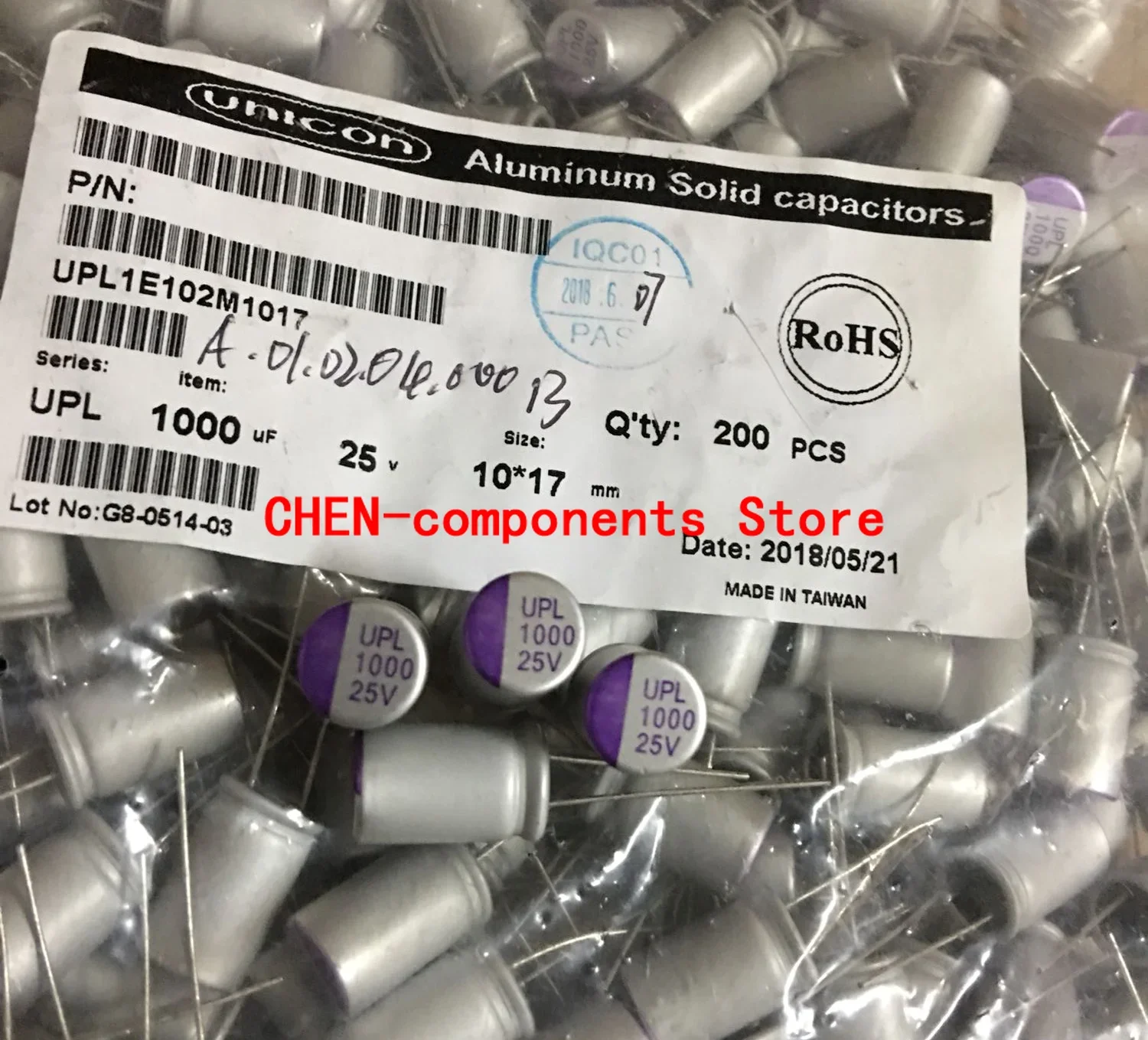 

10PCS NEW UNICON UPL 25V1000UF 10X20MM Motherboard Solid Polymer Capacitor 125degrees 1000UF 25V free shipping