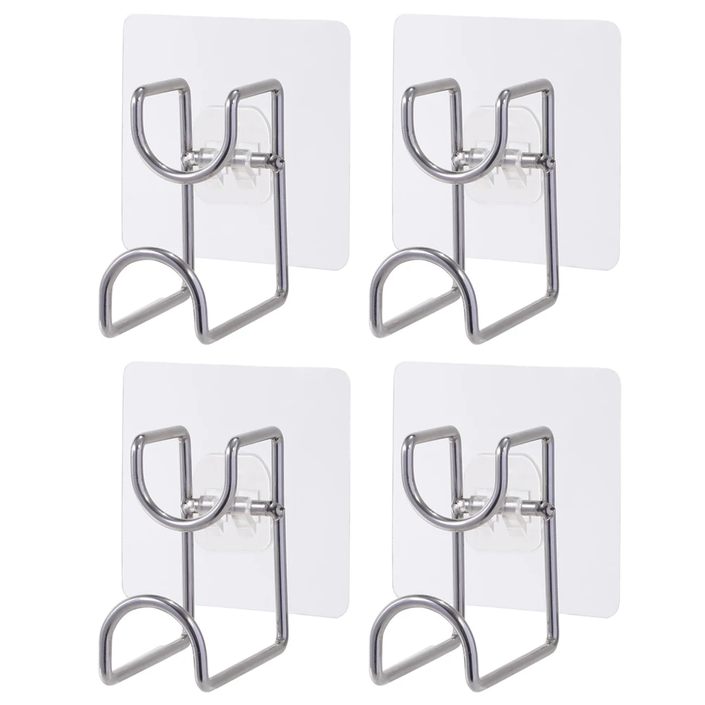 

4pcs Stainless Steel Adhesive Wall Hooks Racks for Kitchen Bathroom Wash Basin Easy Install No Drill Bedroom Closet Door Storage