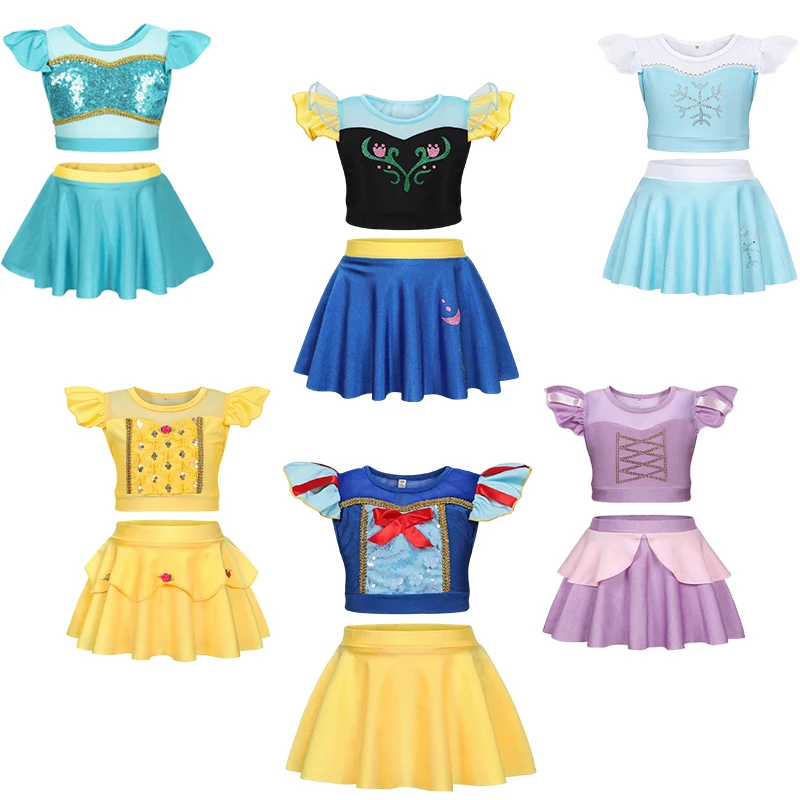 

Summer Snow White Kids Pool Party Beachwear Swimsuits Girls Anna Belle Swimwear Elsa Children Princess Bikini Swimming Clothing