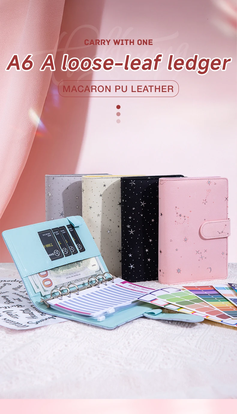 A5 A6 Glitzer-Stern DIY Ringbuch-Einband Tagebuch Agenda Planer Papiereinband Schulbedarf – Detail 1