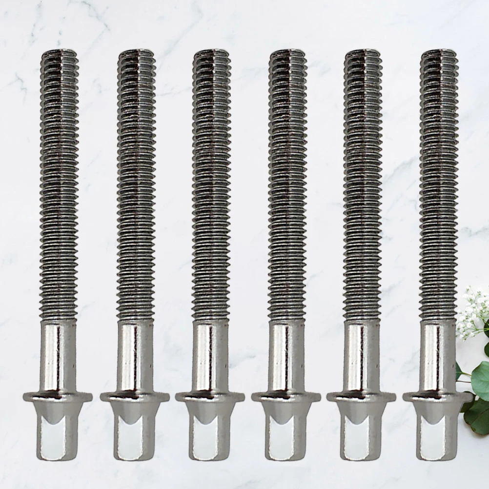 

6 Pcs Drum Lug Screws Short Single End Tension Rod Accessories Metal Washers Durable Bass Copper Round Steel Parts Mounting