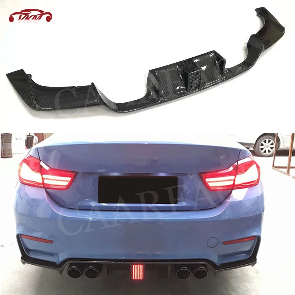 Carbon Fiber Rear Bumper Lip Diffuser With LED Light For BMW 4 Series F80 M3 F82 F83 M4 2014 2015 2016 2017 FRP Bumper Protector