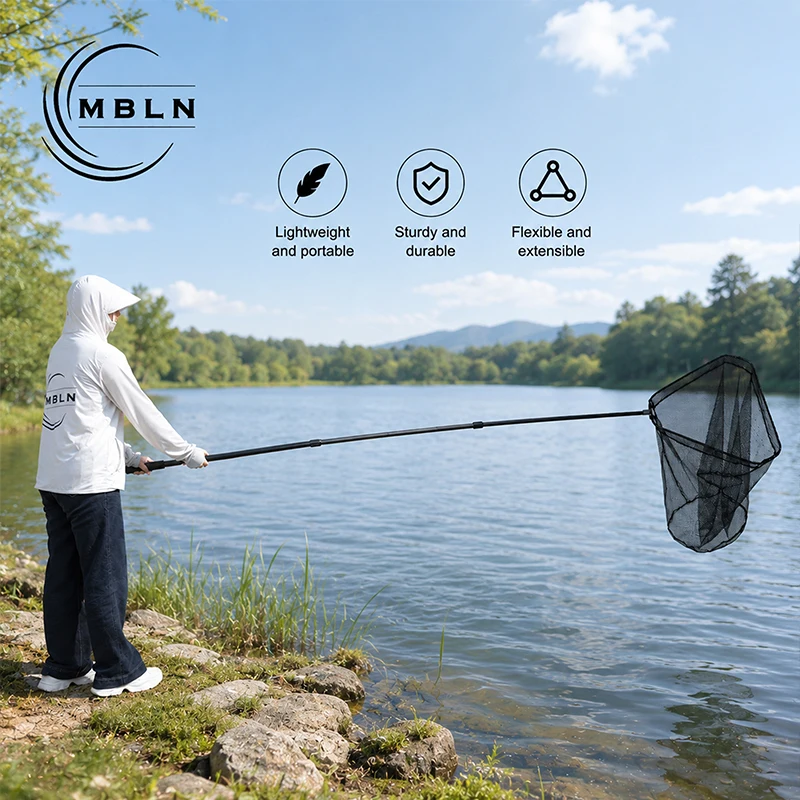 300cm Telescopic Fishing Landing Net with Rubber Mesh, Lightweight Aluminum Pole, Deep Fish-Friendly Net - view 6