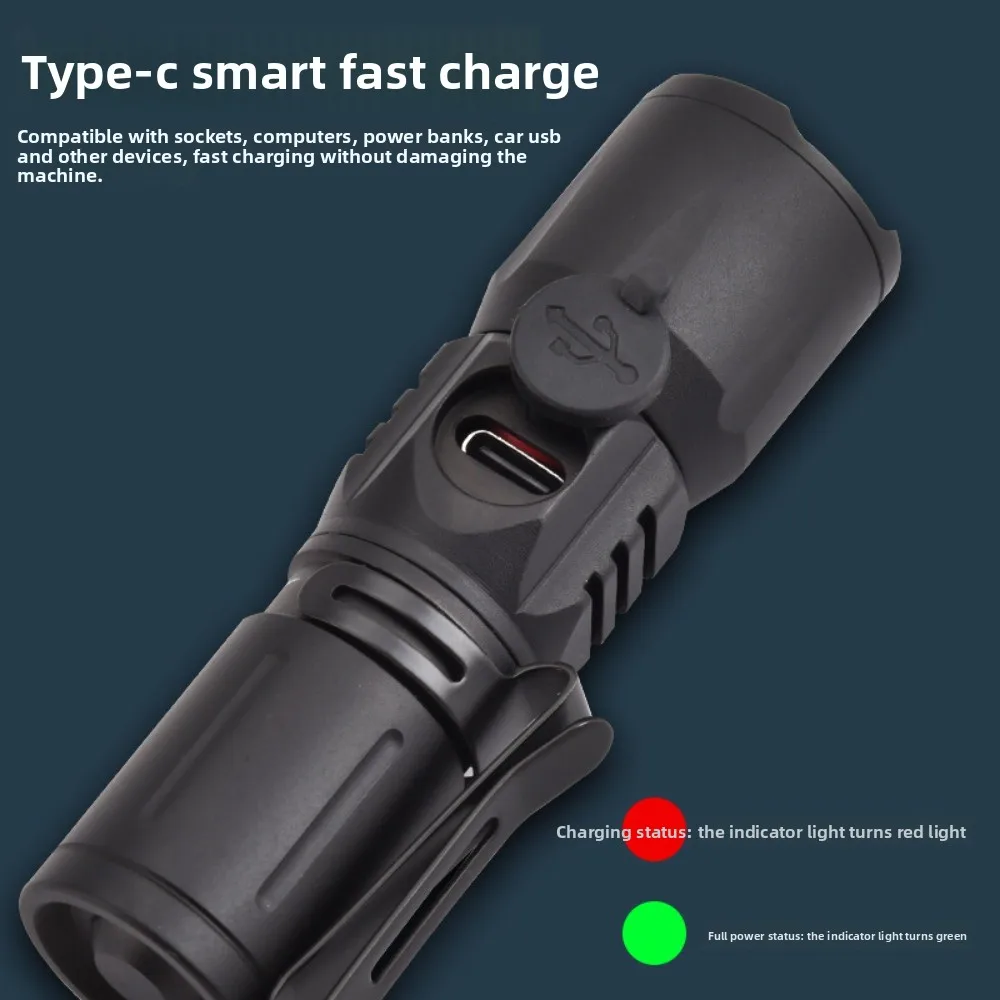 Strong Light Mini Flashlight,Outdoor Multifunctional Rechargeable Portable Torch Bright LED Long-Lasting Battery Water-Resistant