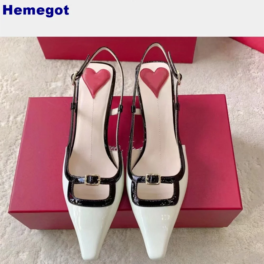 Mixed Colors Metal Decoration Sandals Pointed Toe Back Strap Thin Heels 2024 Spring New Casual Buckle Strap Fashion Women Sandal