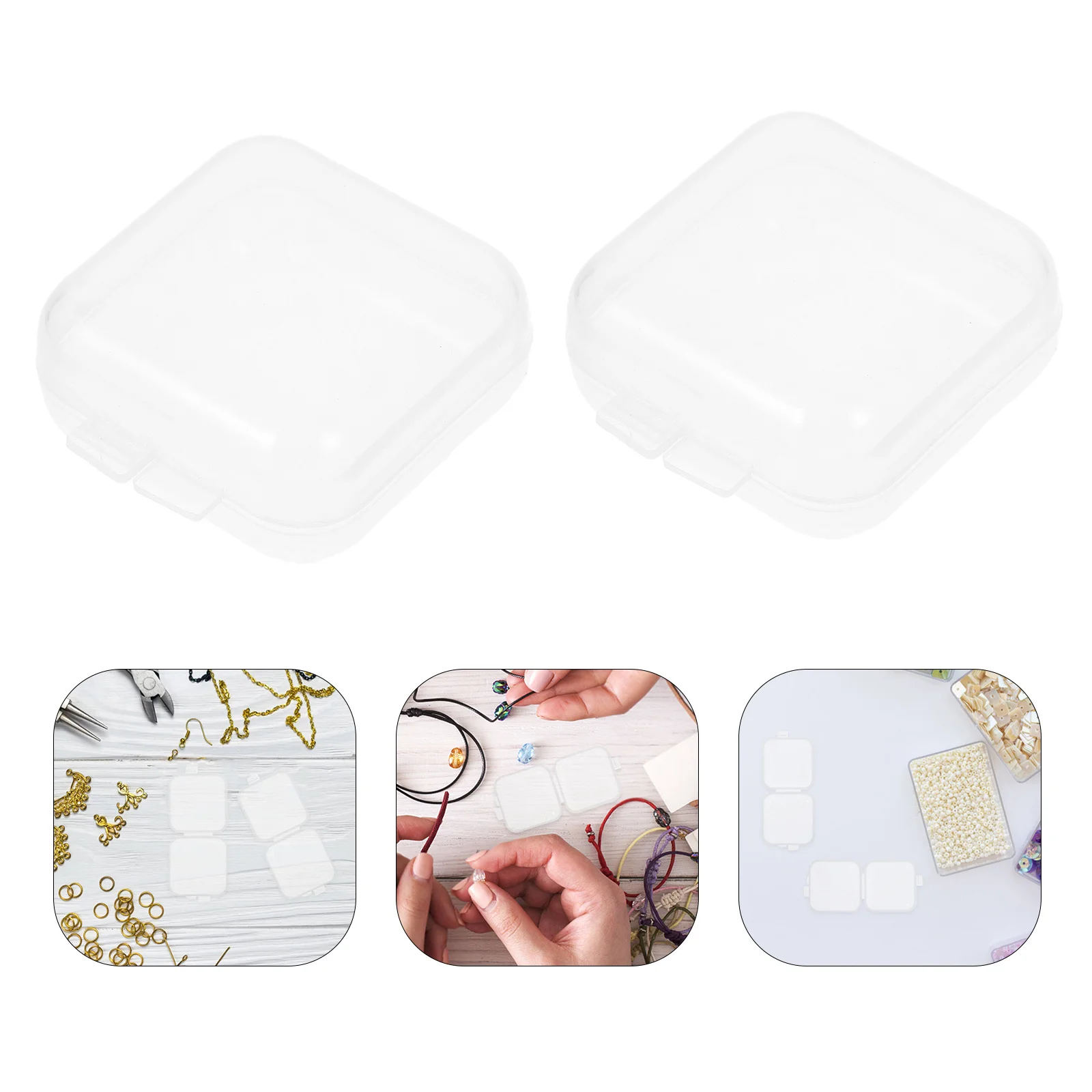 

40Pcs Mini Clear Storage Boxes Plastic Containers Hinged Lid Small Organizer for Jewelry Beads Crafts Business Cards