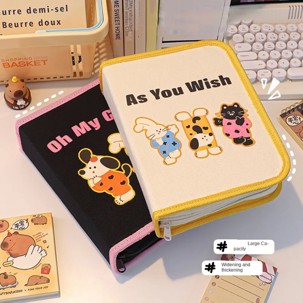 Creative Book Shape Pencil Case Large Capacity Cartoon Korean Style Stationery Bag Zipper Cute Design Animal Pencil Pouch