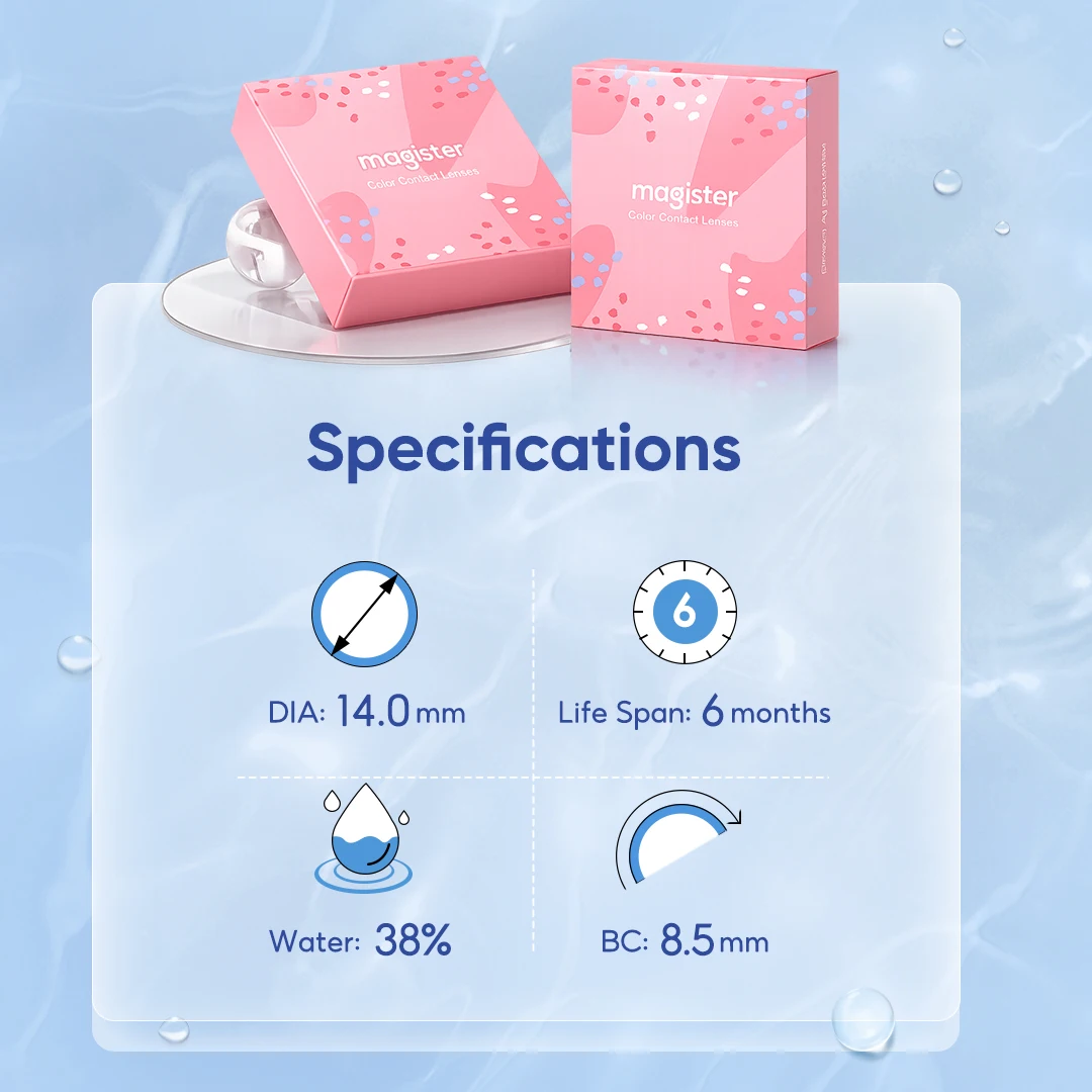 (-1.00~-10.00) MAGISTER Prescription Contact Lenses With Grade Transparent Vision Correction Lenses Contact Lens 6 Months 1 Pair