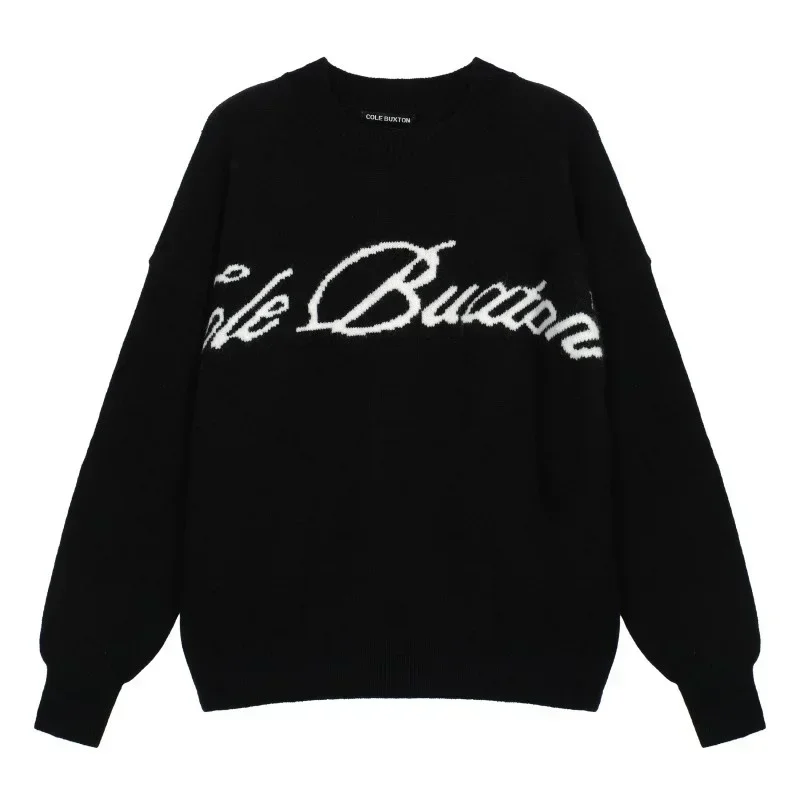 Autumn Winter Cole Buxton Classic Tagline Letters Jacquard Sweater Pullover Best Quality Black Blue Men Women Knit Sweater