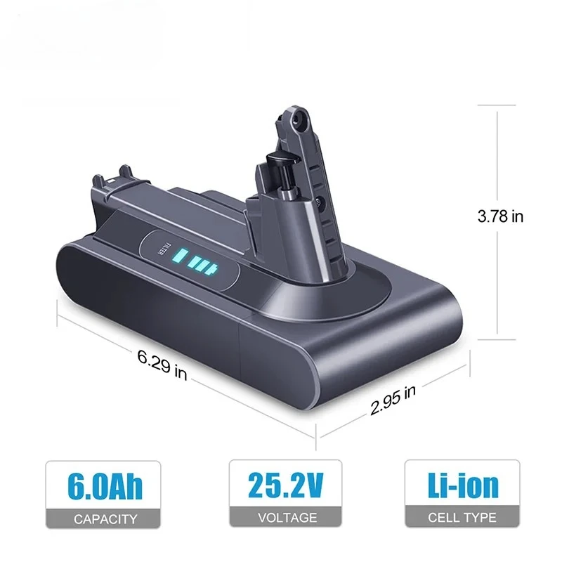 6000mAh Replacement Battery for Dyson V10 Battery for SV12 V10 Animal/Absolute/Motorhead/Fluffy | 242151 Replacement Battery