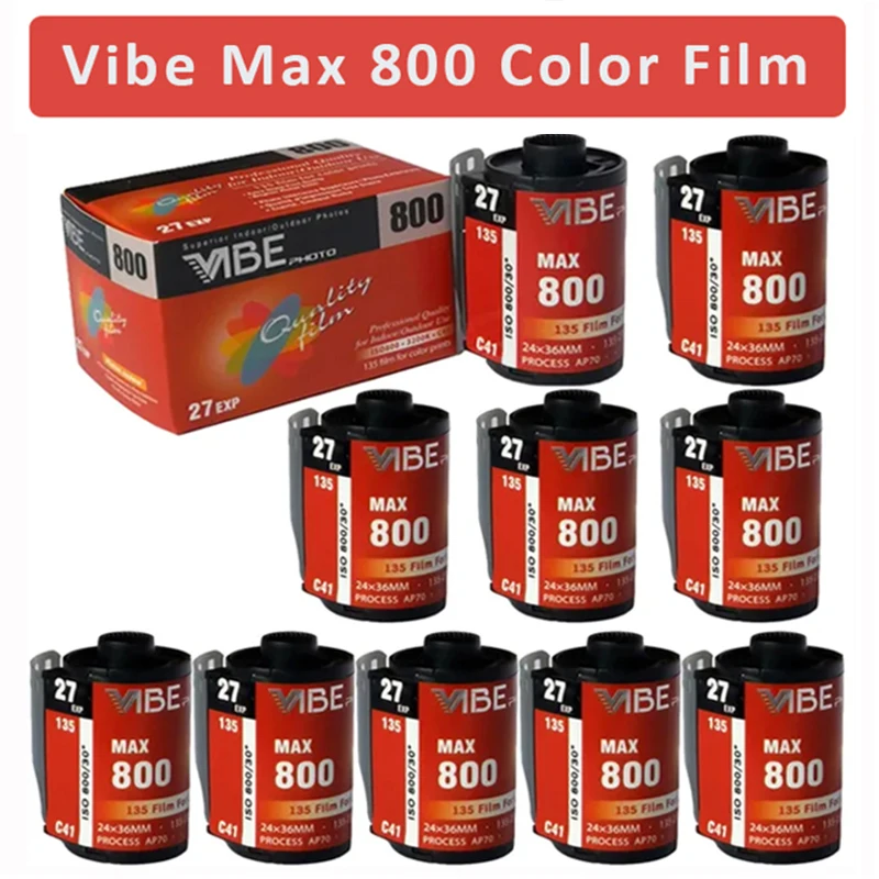 1/3/5/10Rolls VIBE Max 800 Color Film ISO 800 135 Negative Film 27EXP/Rolls for VIBE 501F Camera/Kodak H35/M35 Camera 35mm Film