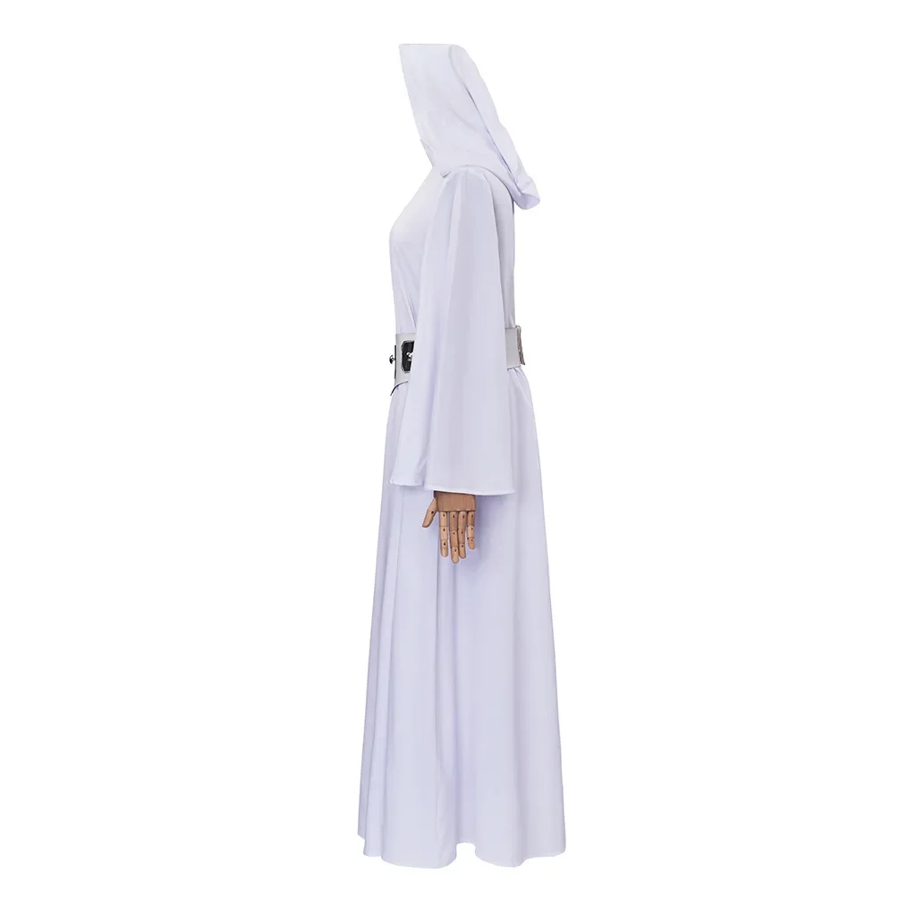 Principessa Leia Anime Costume Cosplay Abito lungo bianco Abito Halloween Stage Performance Outfit Travestimento Abbigliamento Disfraz Mujer