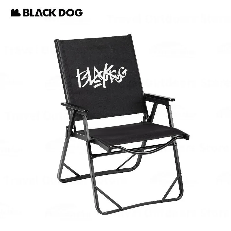 Naturehike BLACKDOG Folding Chair 600D Oxford Cloth Outdoor Portable Fishing Chair Lightweight Camping Beach Black Armchair