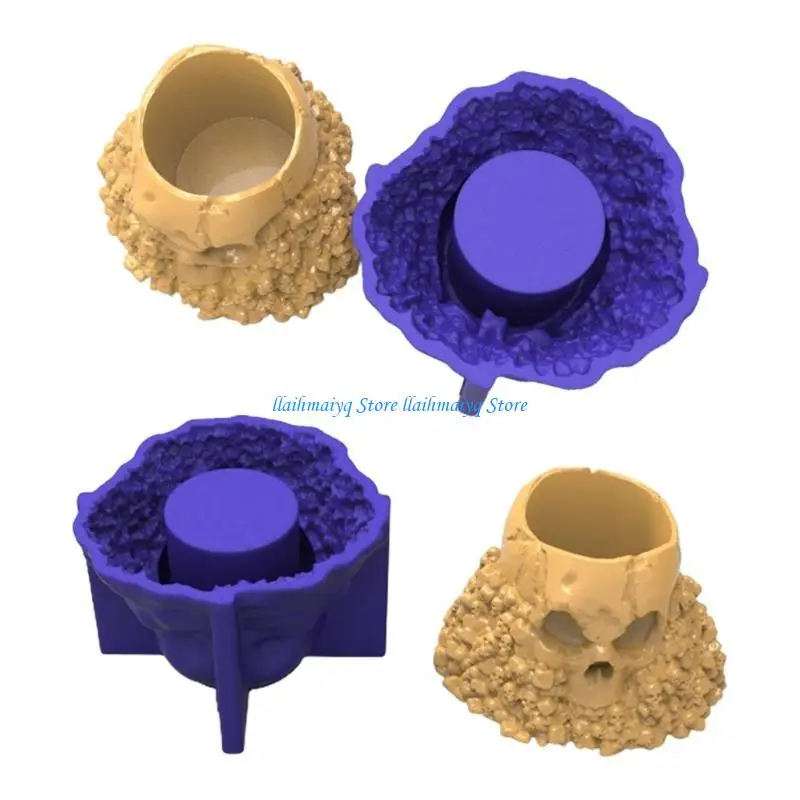 573B 3D Skull Pen Holder Flower Pot Epoxy Resin Mold Crafts Making Supplies