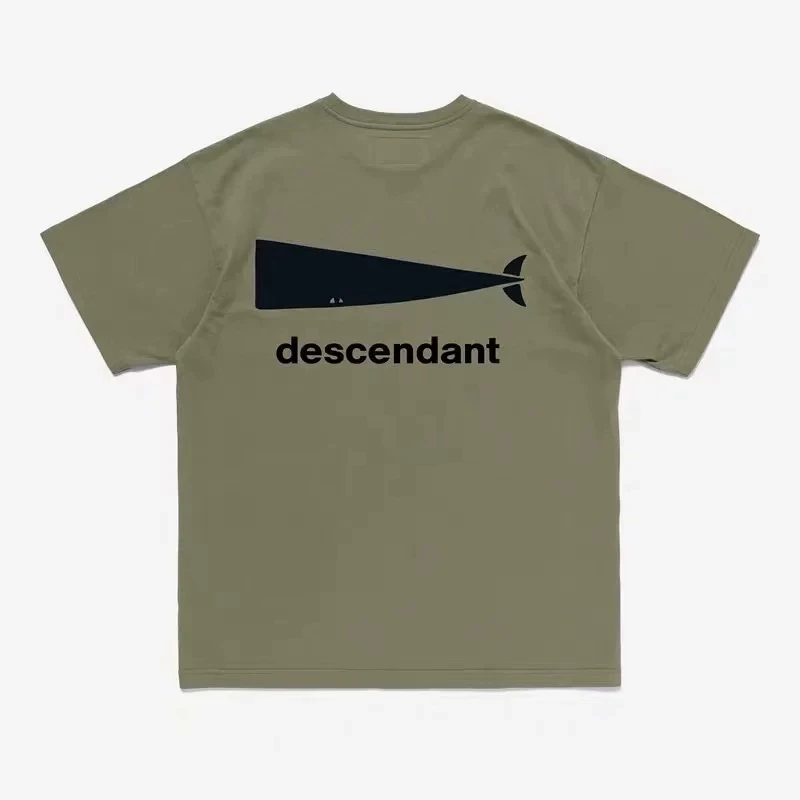 DESCENDANT CACHALOT DCDT Men's Whale Graphic T-Shirt Japanese Streetwear Short Sleeve Crew  Loose Fit Casual Unisex Summer Tee